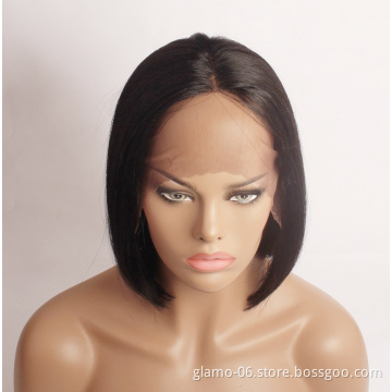 Human Hair with Bangs,short Bob Wig Women, Pre Plucked Virgin Hair Lace Wig for Black Wholesale Brazilian Swiss Lace Transparent